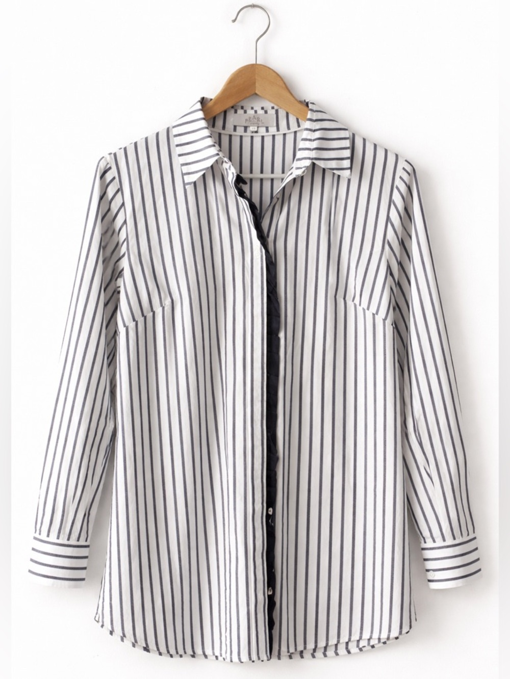Pearl by Lela Rose Navy Stripe Button Down Blouse XS Preppy Coastal - Picture 2 of 6